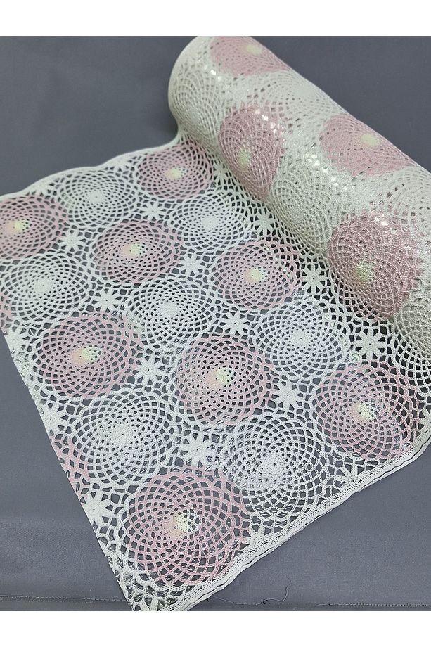 PVC KÜPÜR DANTEL RAF VE DOLAP ÖRTÜSÜ RUNNER  (PEMBE) - 2