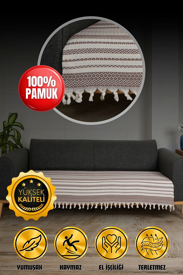 Kaliteli Gramajlı Pamuk Koltuk ve Çekyat Örtüsü - 115x200 cm - Oturma Alanını Kaplar - 1