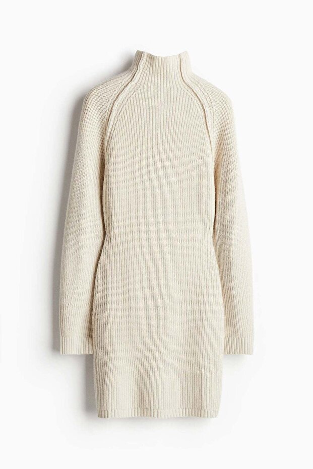 Rib-knit turtleneck dress