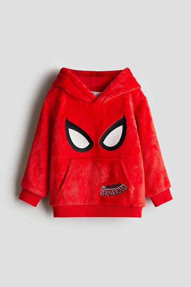 Printed pile hoodie