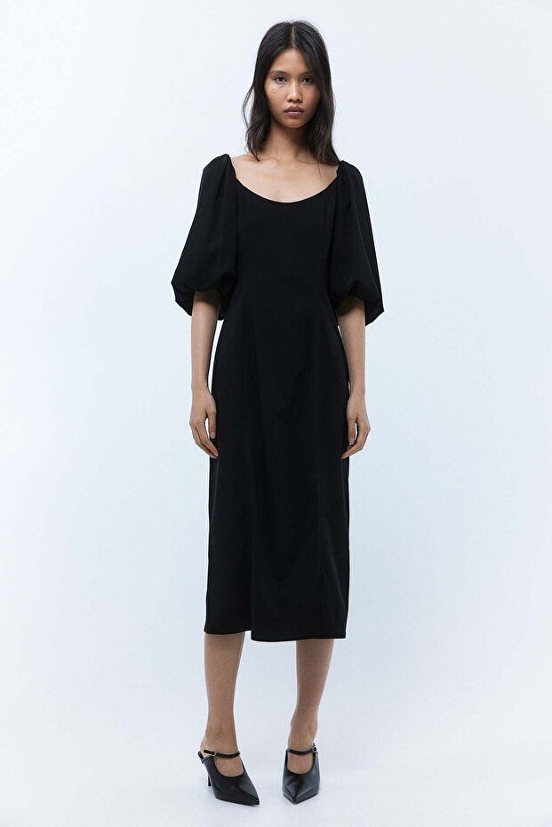 Balon kollu elbise - 4