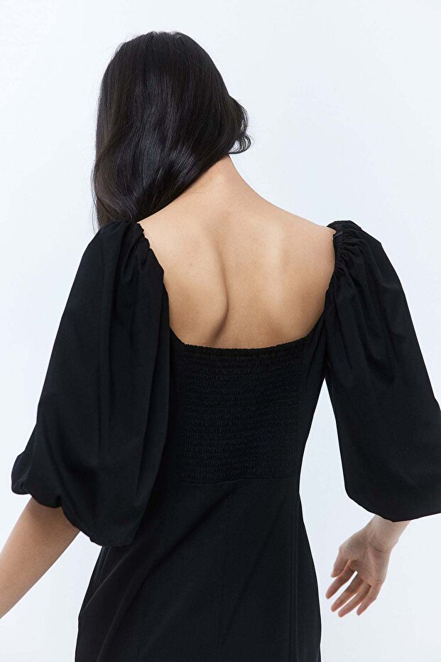 Balon kollu elbise - 3