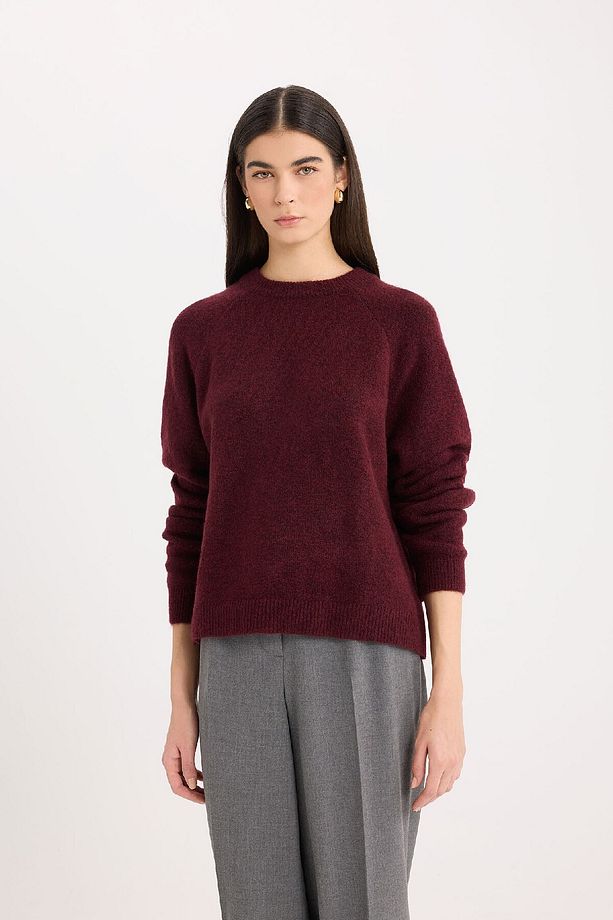 Regular Fit Bisiklet Yaka Basic Düz Triko Kazak D0035AX24WN - 3
