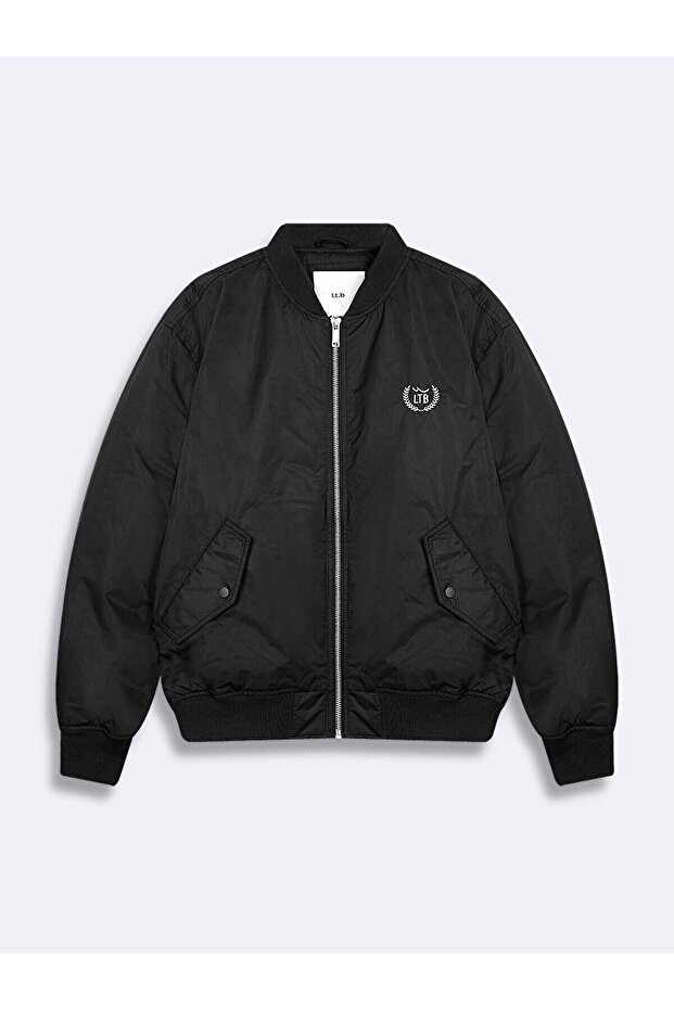 Bomber Dokuma Siyah Ceket - 1