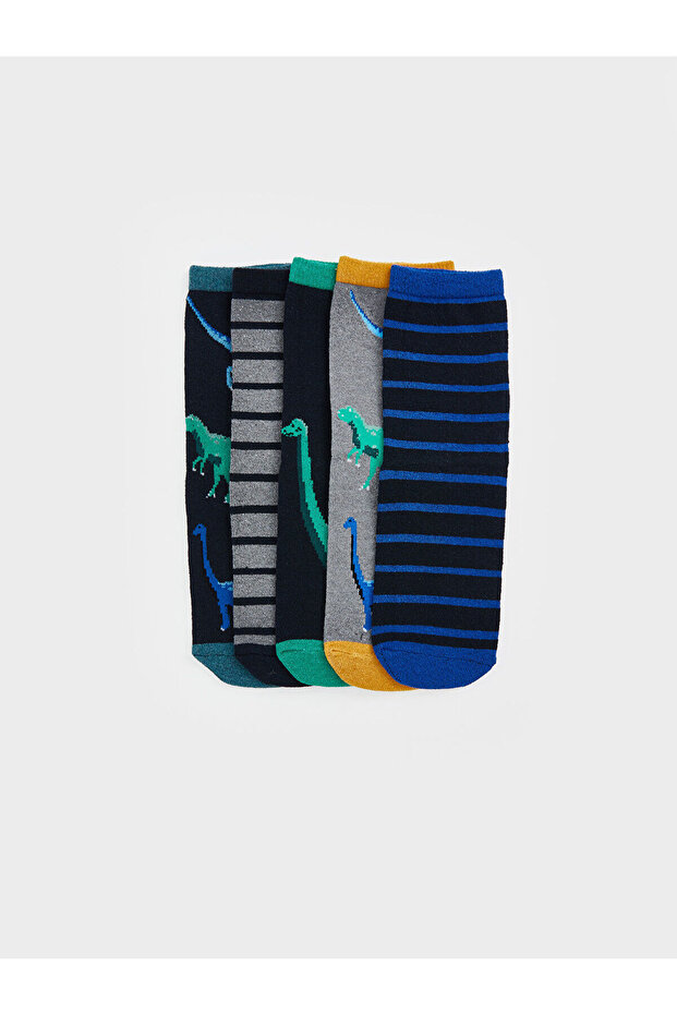 LCWK Desenli Erkek Çocuk Soket Çorap 5'li - 2