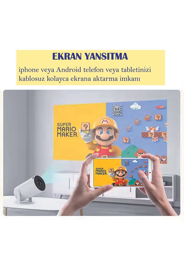 Taşınabilir Android Projeksiyon Wifi Destekli Akıllı Projektör Beyaz Ultra Hd - 4