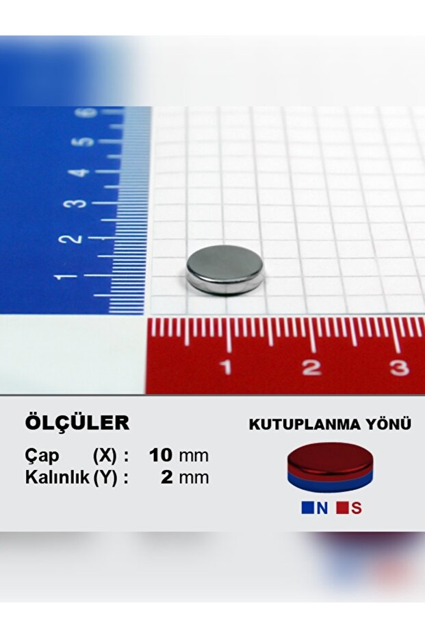 [5 Adet] Neodyum Mıknatıs Çap: 10mm Kalınlık: 2mm [D10x2] NdFeB Güçlü Mıknatıs – Yuvarlak [N009] - 4