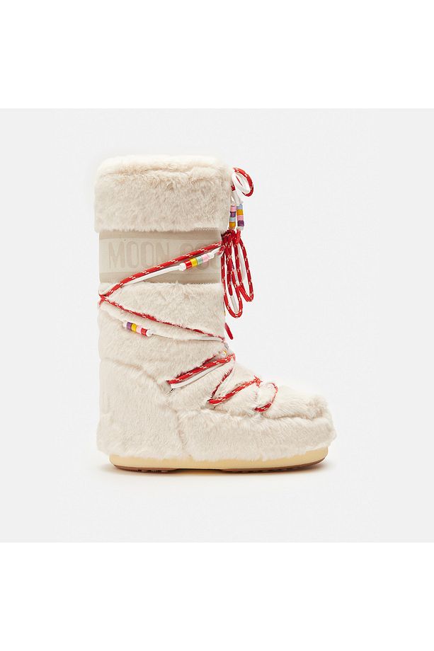 Kadın / Kız Bot (Kar) 80D1408990-L002 Moon Boot Icon Faux Fur Beads Cream - 1