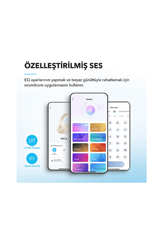 Soundcore Life Q20i Kablosuz Bluetooth 5.0  Hibrit NC Kulak Üstü Kulaklık Beyaz - 4