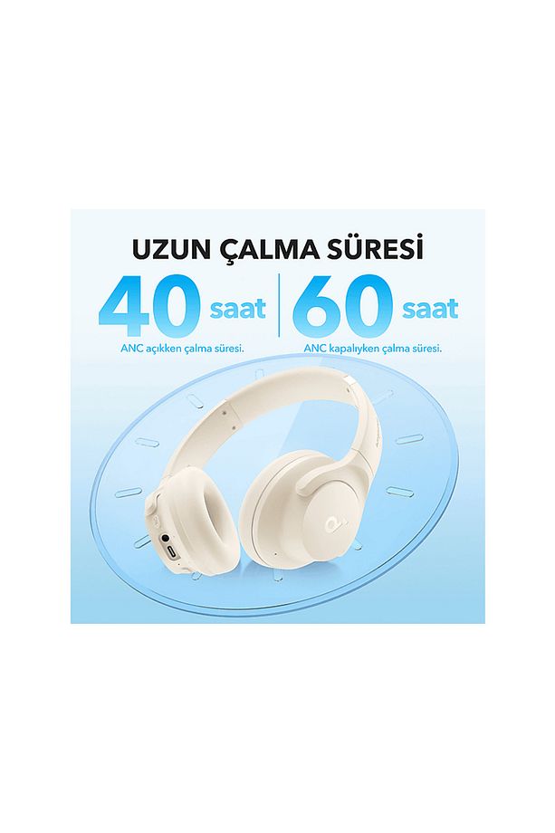 Soundcore Life Q20i Kablosuz Bluetooth 5.0  Hibrit NC Kulak Üstü Kulaklık Beyaz - 5
