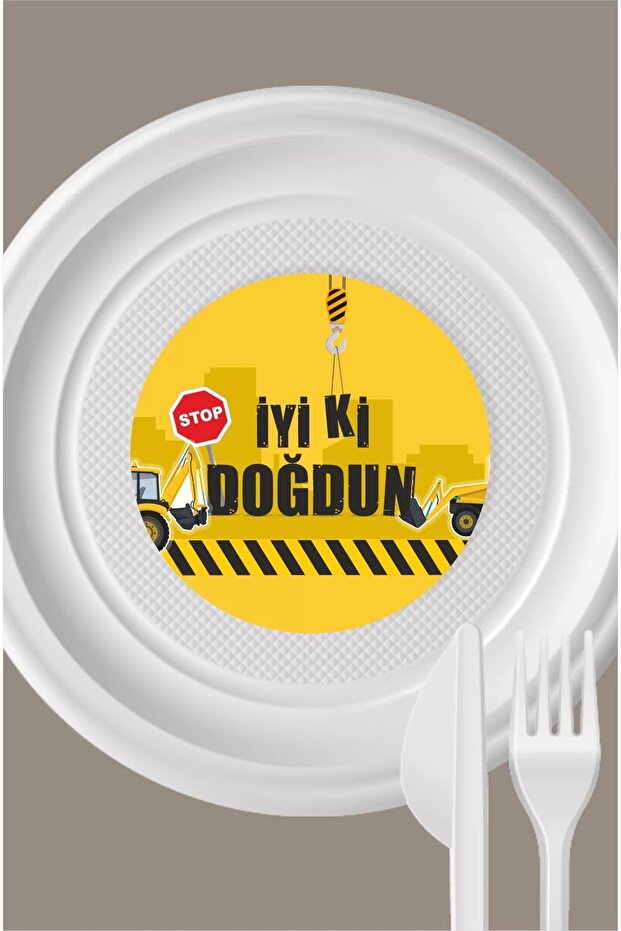 Construction Vehicle Themed Plate Stickers, Pack of 15 * Self-Adhesive Paper