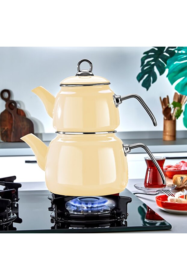 Emaye Çaydanlık Krem C-300 - 1