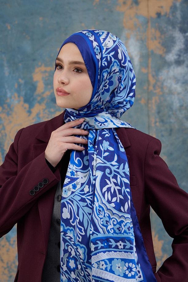 Çini Desen Vual İpek Şal - 1