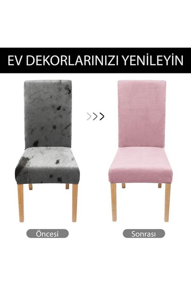Kaliteli Likralı Kadife Sandalye Örtüsü Sandalye Kılıfı Mutfak Sandalye Örtüsü Sandalye Koruma 4lü - 4