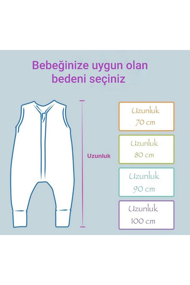 Elyafsız Ayaklı 1.0 Tog Pamuklu Çift Katlı Kumaş Kız-Erkek Çocuk Uyku Tulumu/KREM - 4