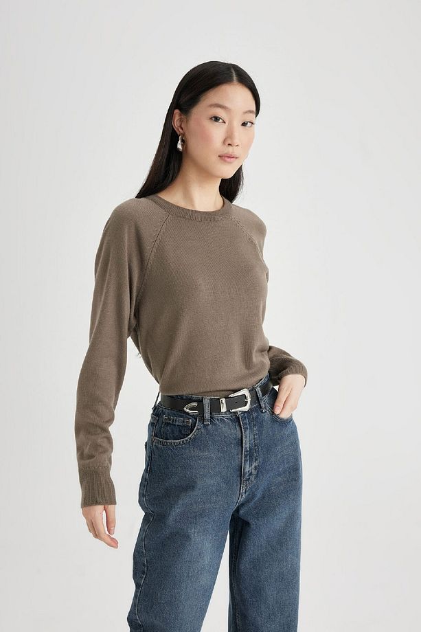 Regular Fit Yumuşak Dokulu Bisiklet Yaka Basic Düz Triko Kazak I6913az24wn - 3