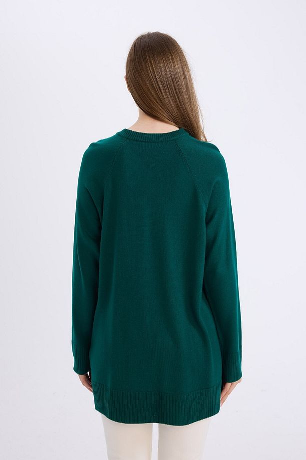Regular Fit Bisiklet Yaka Basic Düz Triko Kazak Tunik C4474AX24AU - 6