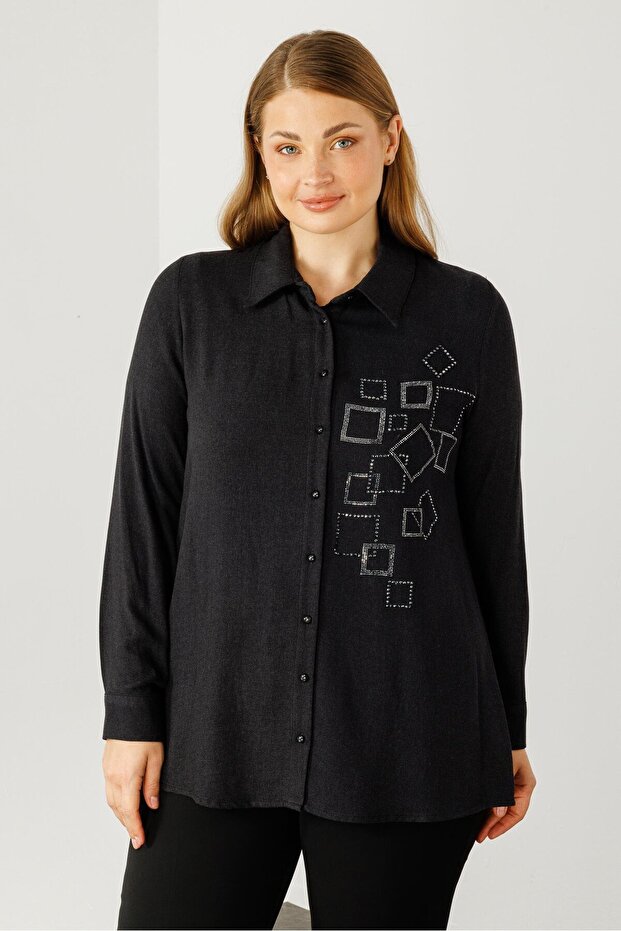 Modailgi  Yün Viskon Gömlek Siyah - 1