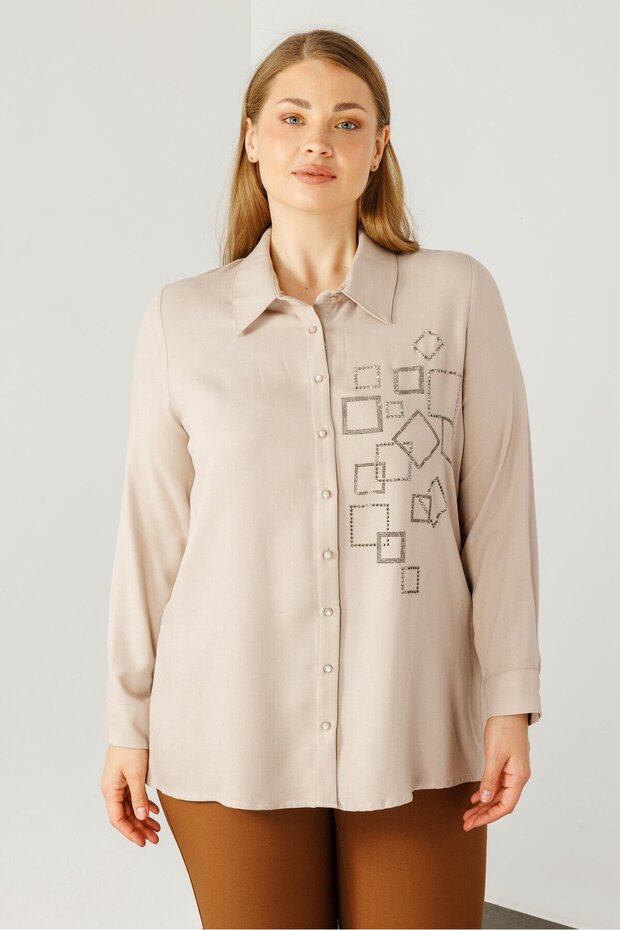 Modailgi  Yün Viskon Gömlek Bej - 2