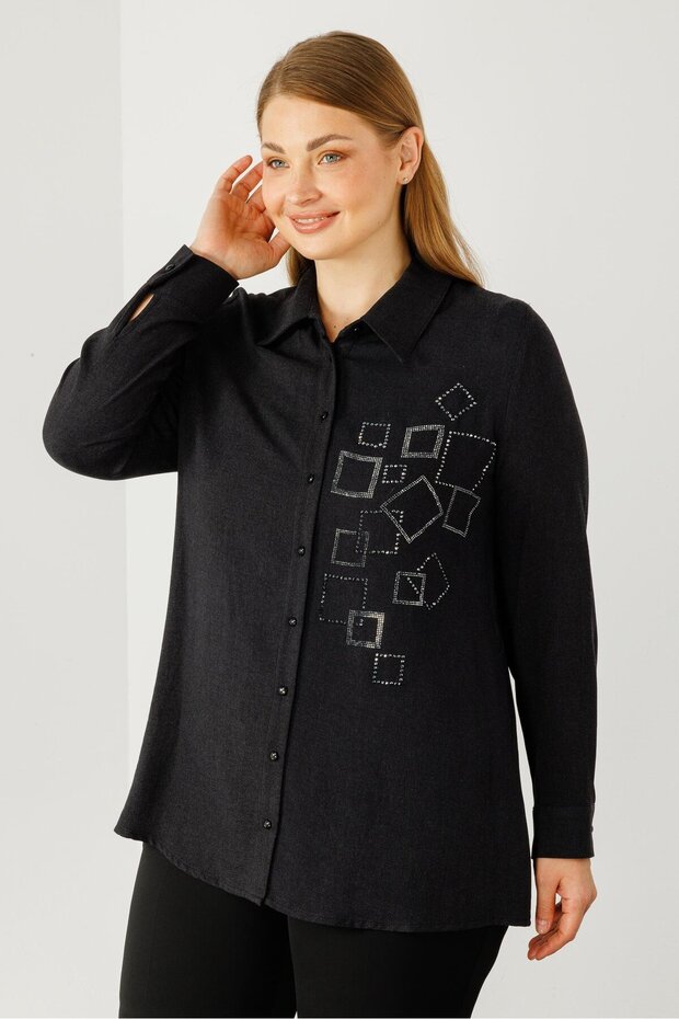 Modailgi  Yün Viskon Gömlek Siyah - 5