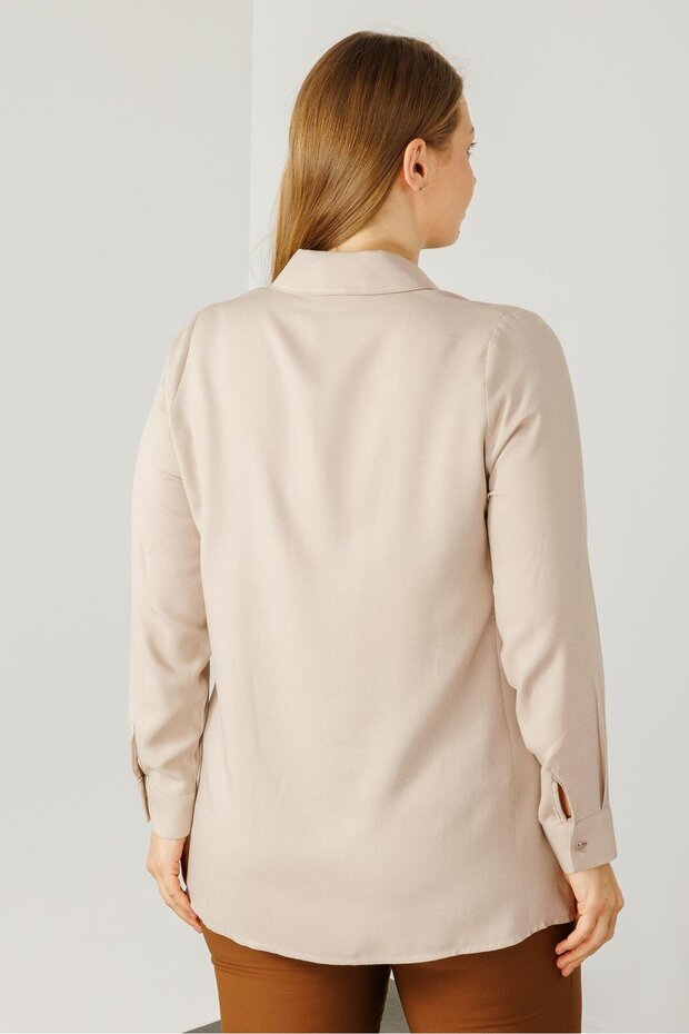 Modailgi  Yün Viskon Gömlek Bej - 4