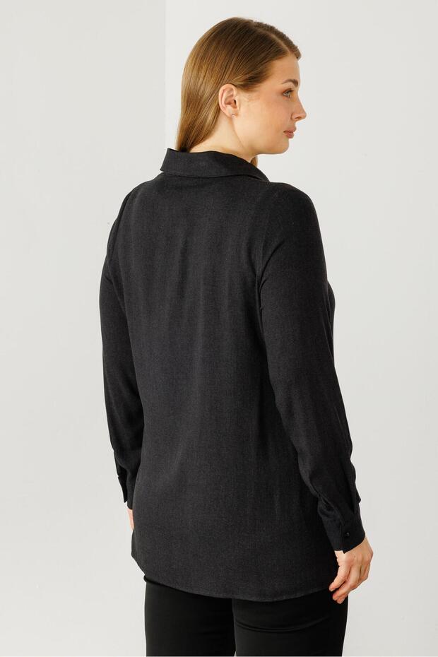 Modailgi  Yün Viskon Gömlek Siyah - 6
