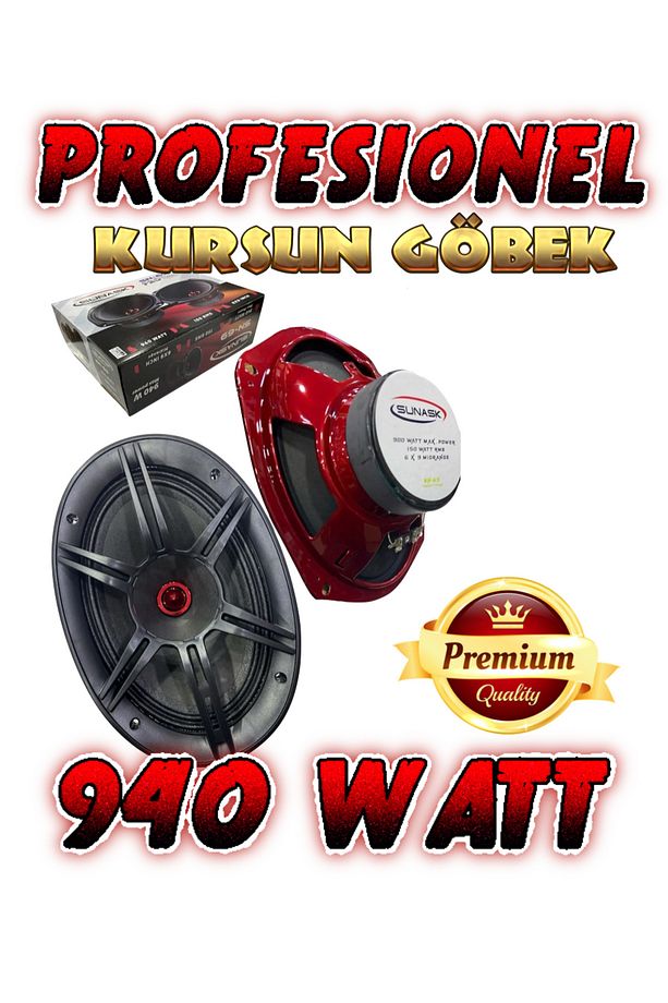 940 Watt 150 Rms KURŞUN GÖBEK 6X9 Oval Midrange Amfi Uyumlu 2 Adet - 1