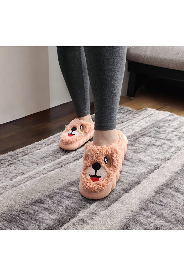 Winter Soft Eared Dog Figure House Slippers