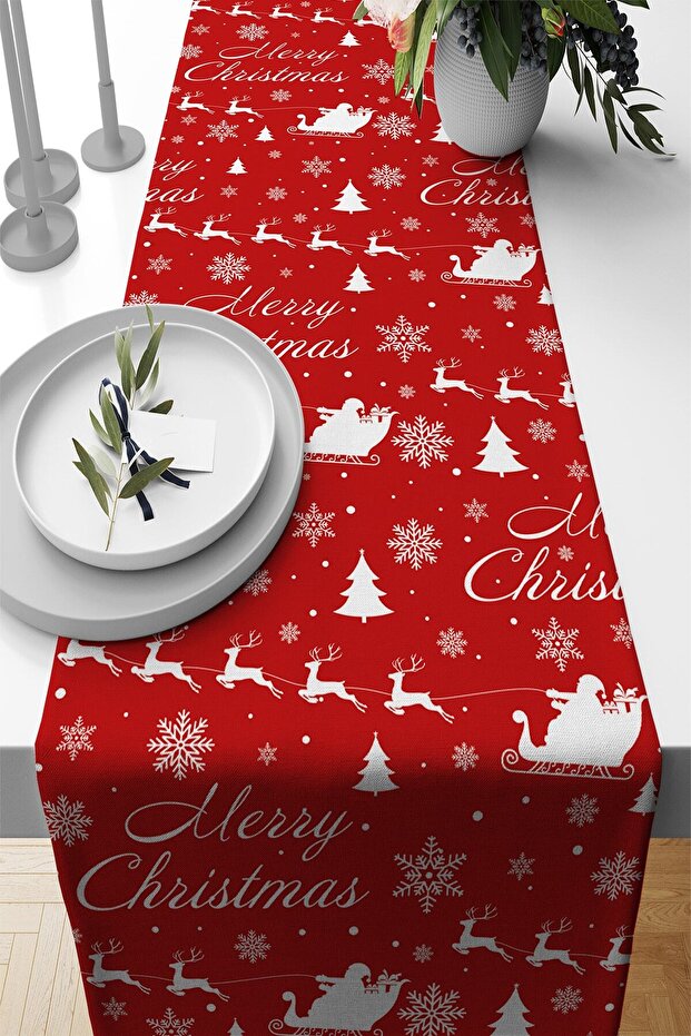 Christmas Premium Thai Feather New Year Stain Resistant Fabric New Year Tablecloth Runner 40x140cm Rnr540