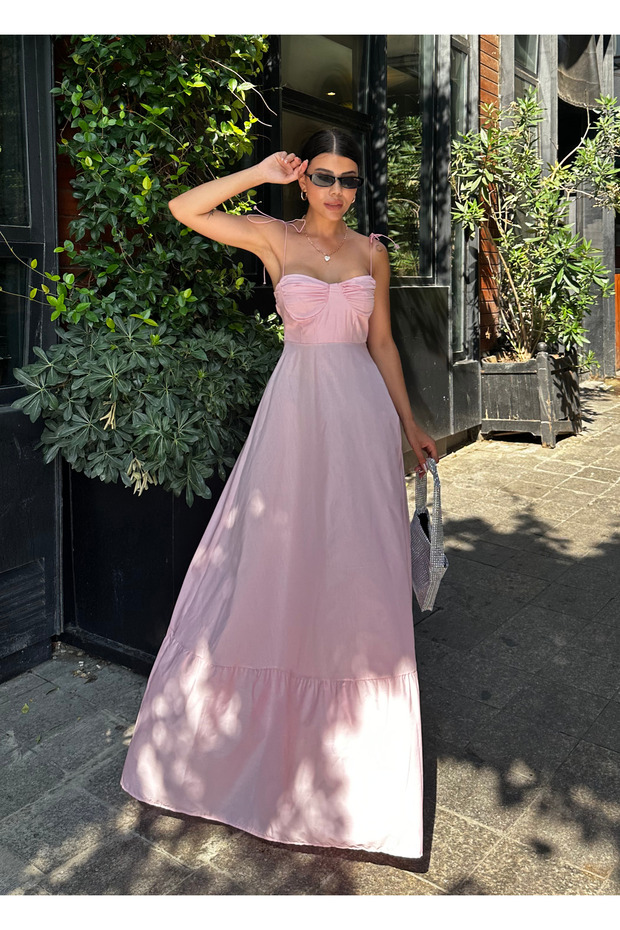 Rochie lungă roz Bella - 1