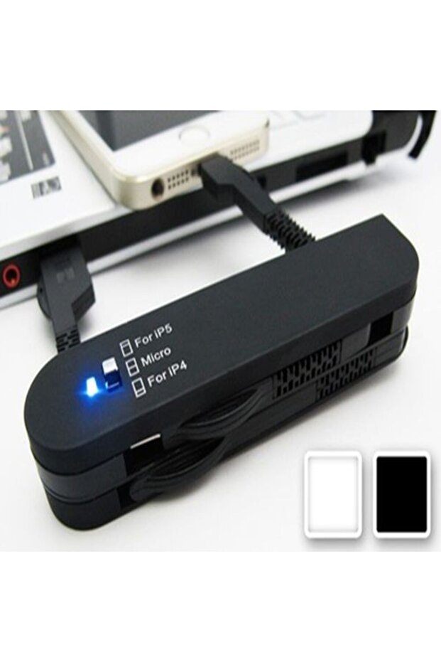 Micro Usb - Iphone 4 Lightning Usb Data Kablo Isveç Çakısı Modeli Beyaz - 2
