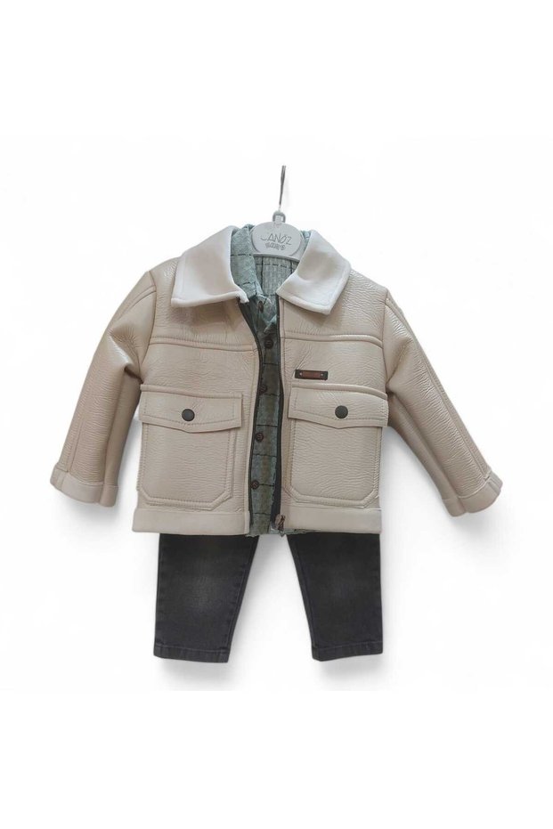 3248 Artificial? Leather? Coat 3 Piece Set 1/4 Age