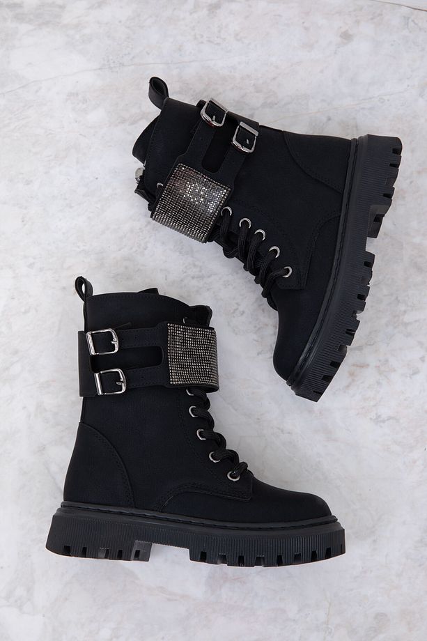 Siyah Mat Çocuk Bot & Bootie 19903 - 1