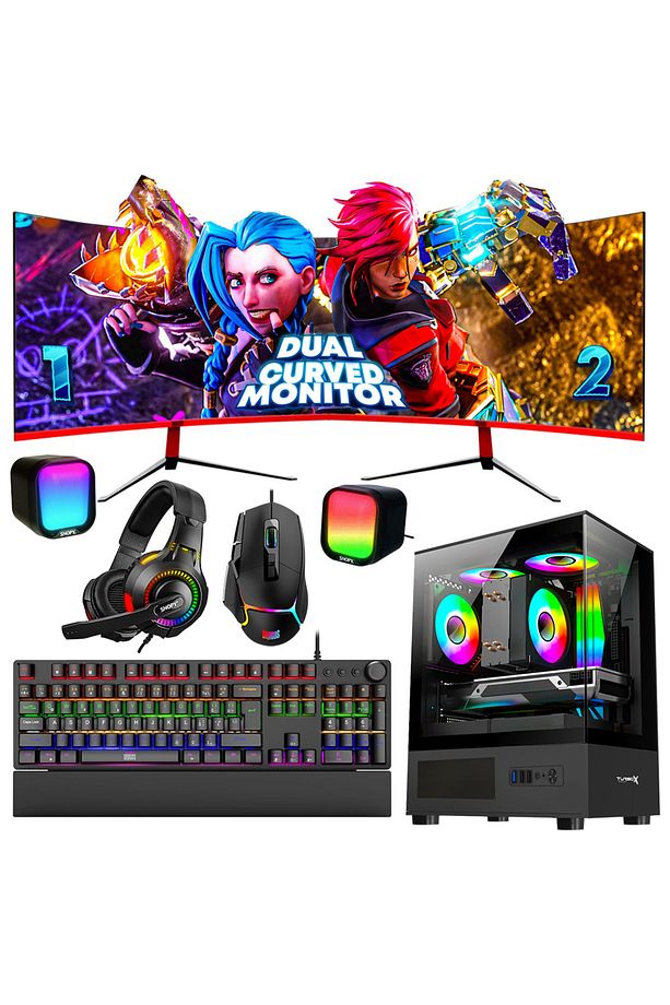 Python i5 10400F 16GB DDR4 Ram 512GB M.2 NVMe SSD RTX3050 23.6 165Hz Çift Curved Gaming PC - 1