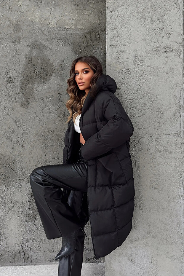 Women's Black Long Oversize Puffer Coat