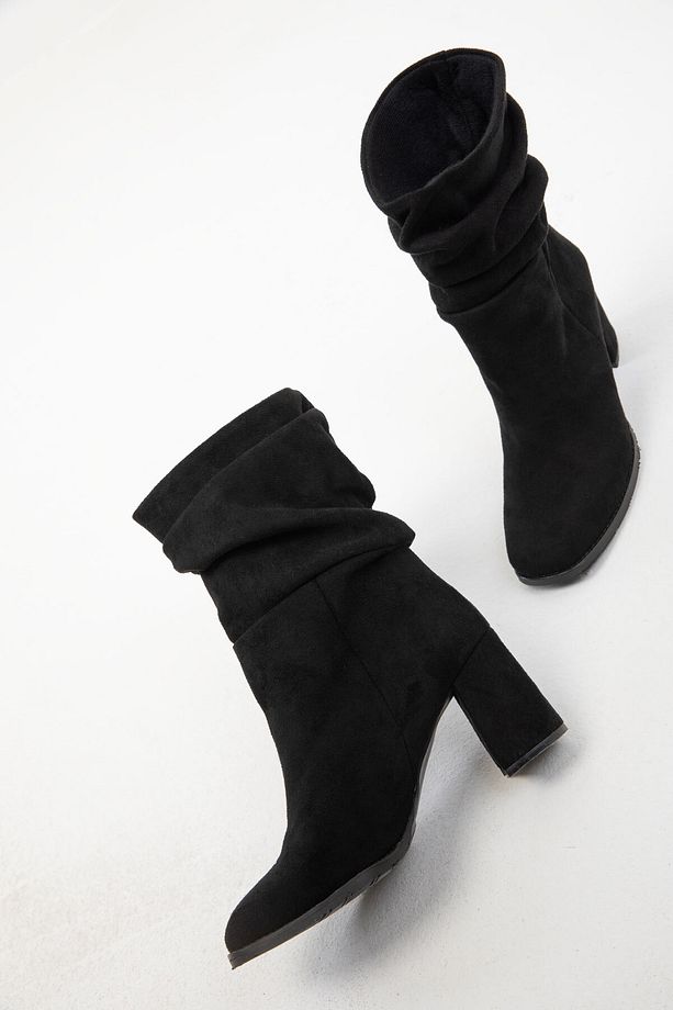 Siyah Süet Kadın Bot & Bootie 19822 - 4