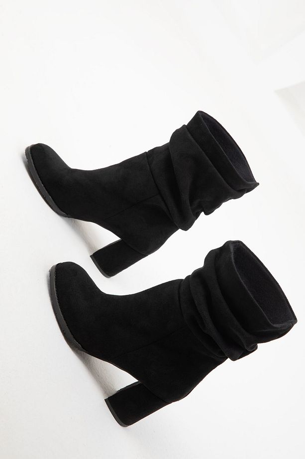 Siyah Süet Kadın Bot & Bootie 19822 - 2
