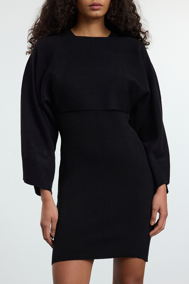 Siyah Mini Triko Bolero-Elbise Takım TWOAW25EL00056 - 3