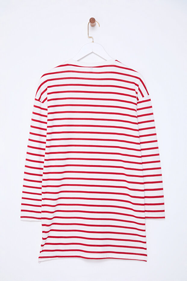 Kırmızı Çizgili Örme Tunik TCTAW22UK0240 - 9