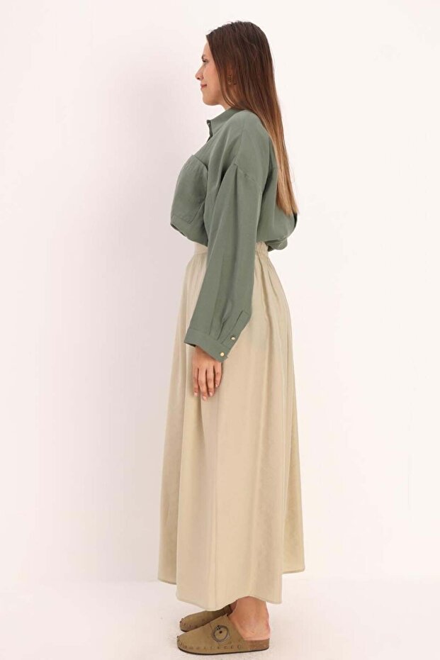 Mint-Pileli Kloş Etek - 3