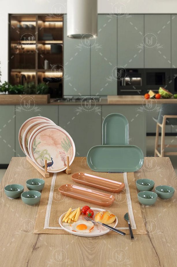Tavus Kuşu Nordıc 6 Kişilik 16 Parça Kahvaltı Takımı - 1