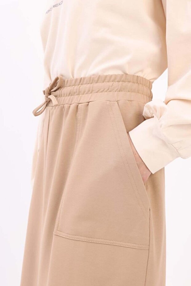 Bej-İki Cepli Etek - 6