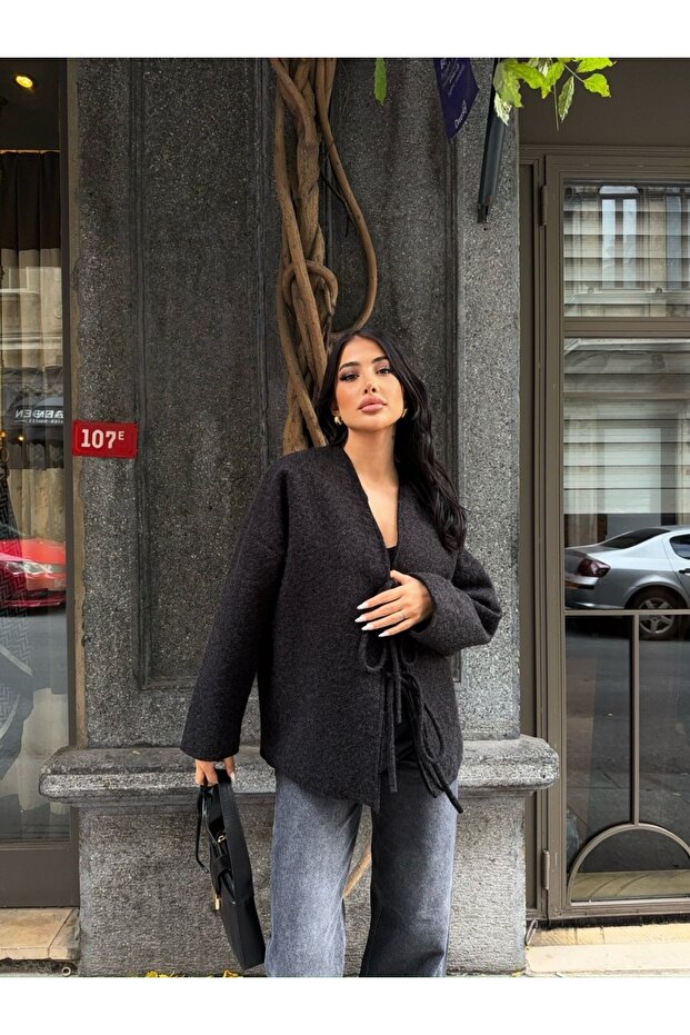 Çift Bağcıklı Kırçıllı Ceket - 1