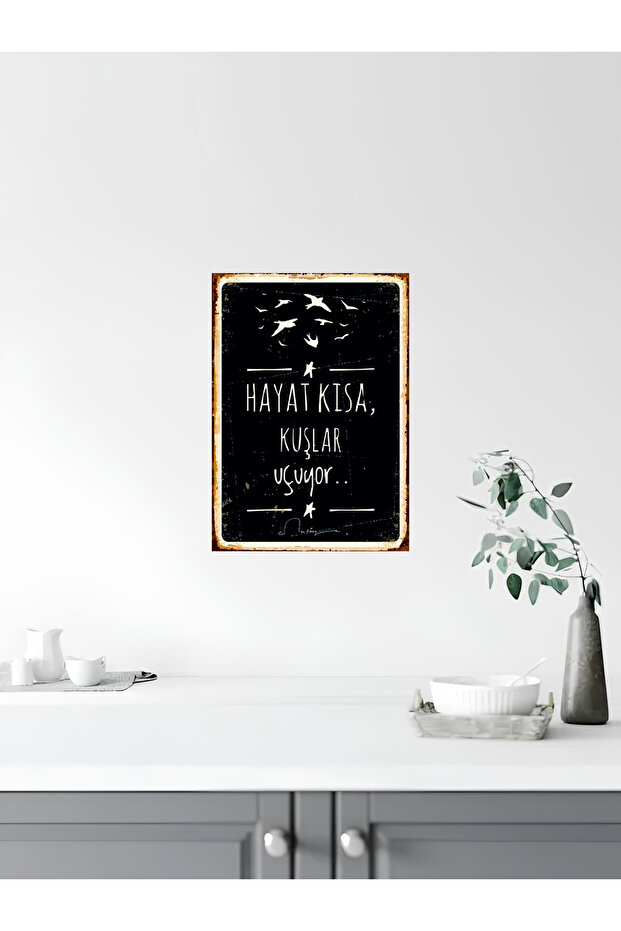 Mutfak, Çay, Kahve Retro Ahşap Poster Tablo Seti 4 lü set - 1