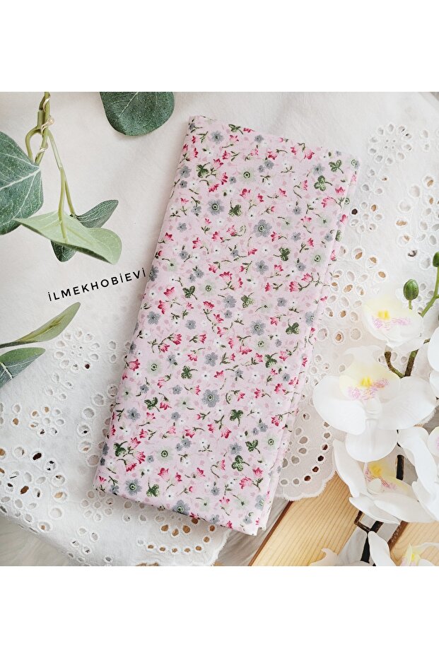 Poplin Fabric Tulip Pattern Pink 100% Cotton 50X170Cm (1Pcs)
