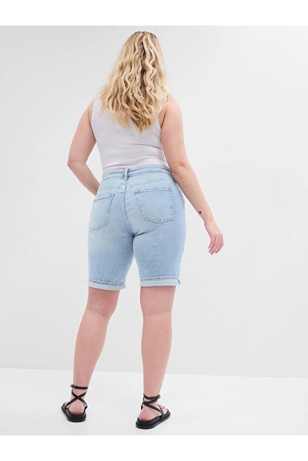 Kadın Açık Mavi Denim Şort - 3