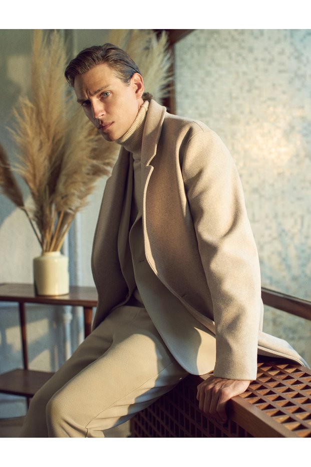 Long Coat Button Detailed Wide Collar Pocket
