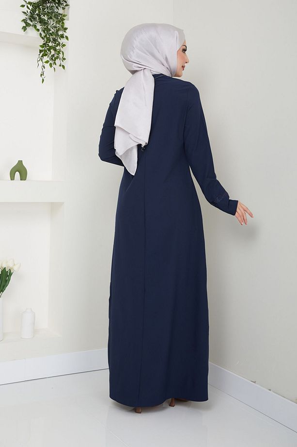 Kadın Giyim Abiye Moda Pullu Kolyeli Uzun Tesettür Elbise 2682 - 7