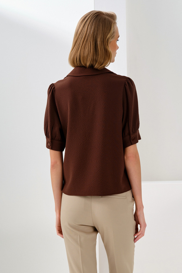 cu mânecă scurtă texturat Bluză - 4