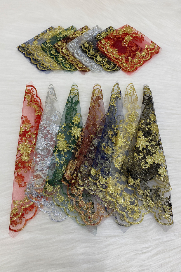 Silvery Bride Groom Halay Handkerchief, Mixed Color 10 pcs, Wedding Henna Circumcision Promise Bridesmaid Engagement Bride Gift